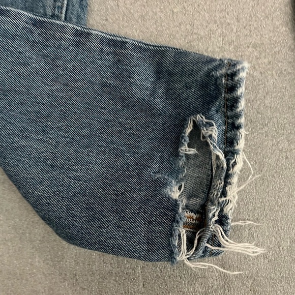 [W24Ins27”]Agolde Feel Good Blue Straight-Leg Button Fly Jeans Distressed Flaw - Picture 5 of 12